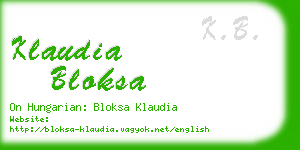 klaudia bloksa business card